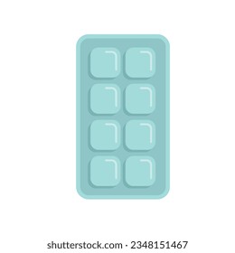 Open ice cube tray icon flat vector. Water container. Kitchen ice isolated