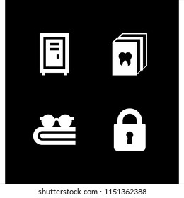 open icon. 4 open set with lock, open book, book and locker vector icons for web and mobile app