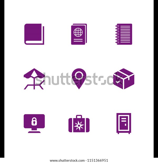 open icon. 9 open set with marker,\
notebook, locker and box vector icons for web and mobile\
app
