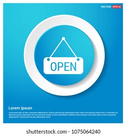 Open Icon Abstract Blue Web Sticker Button