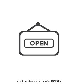 Open icon in black on a white background. Vector illustration