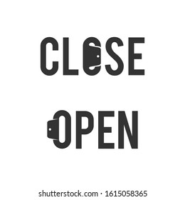 Open icon, close icon.  word close and open logo template
