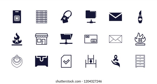 Open icon. collection of 18 open filled and outline icons such as mail, ribbon on hand, folder, home key tag, door bell, parcel. editable open icons for web and mobile.
