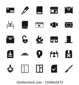 Open icon. collection of 25 open filled icons such as store, window, cutter, parcel, no fire, box, book, file, camera wheel, door. editable open icons for web and mobile.