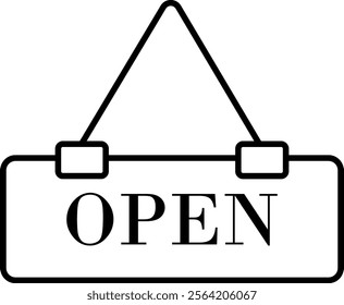 Open icon. Open hanger board icon on transparent background. Open board symbol hanging in shop, restaurant, vector illustration design