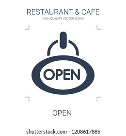 open icon. high quality filled open icon on white background. from restaurant cafe collection flat trendy vector open symbol. use for web and mobile