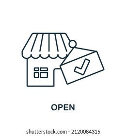 Open icon. Line element from restaurant collection. Linear Open icon sign for web design, infographics and more.
