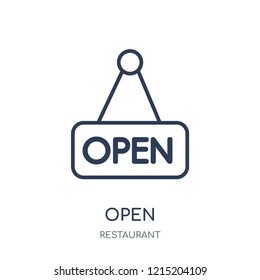 Open icon. Open linear symbol design from Restaurant collection. Simple outline element vector illustration on white background.