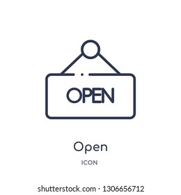 open icon from museum outline collection. Thin line open icon isolated on white background.
