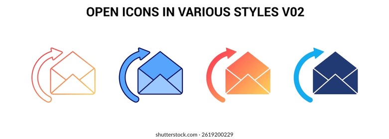 Open icon represented by Open symbol Blue, Gradient, Dualtone, Fill style.