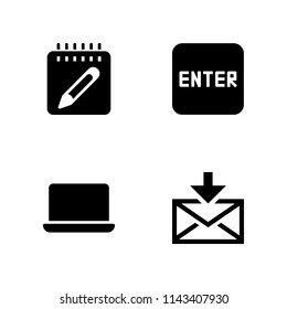 open icon set. macbook, enter and notebook vector icon for graphic design and web