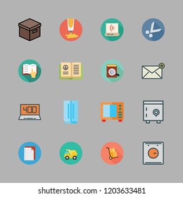 open icon set. vector set about laptop, packs, safebox and microwave icons set.