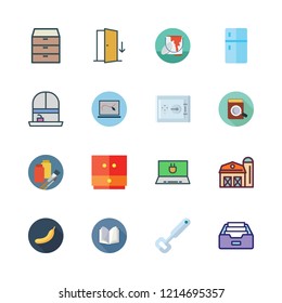 open icon set. vector set about drawers, book, paint bucket and cabinet icons set.