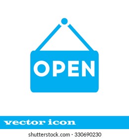 Open Icon. Open Sign. blue icon.