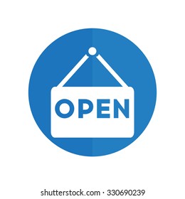 Open Icon. Open Sign. blue icon.