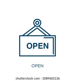 open icon. Thin linear open outline icon isolated on white background. Line vector open sign, symbol for web and mobile