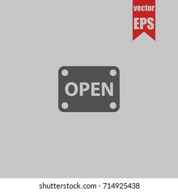 Open icon in trendy isolated on grey background.Vector illustration.