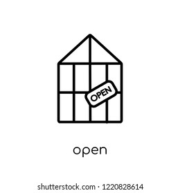 open icon. Trendy modern flat linear vector open icon on white background from thin line Restaurant collection, outline vector illustration