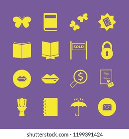 open icon. open vector icons set open book, lips, butterflies and holy quran