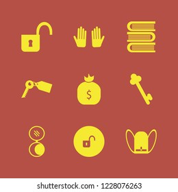 open icon. open vector icons set school book bag, prayer hands, pocket mirror and books
