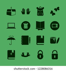 open icon. open vector icons set umbrella, nest chicks, prayer hands and lock