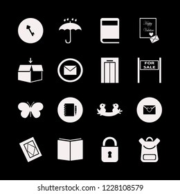 open icon. open vector icons set heart envelope, elevator, envelope and open box