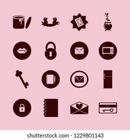 open icon. open vector icons set fridge, key card, lips and paint can