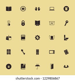 open icon. open vector icons set microwave, holy quran, open box and open book