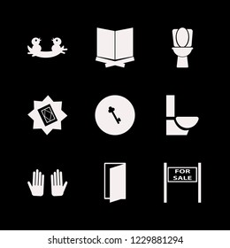 open icon. open vector icons set holy quran, door open, nest chicks and prayer hands