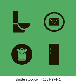 open icon. open vector icons set heart envelope, toilet, fridge and school book bag