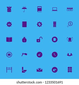 open icon. open vector icons set cabinet, envelope, key card and notebook pencil