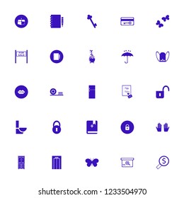 open icon. open vector icons set plates shelf, square barcode box, elevator and caldron