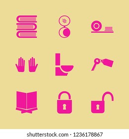 open icon. open vector icons set open lock, holy quran, lock and books