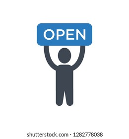 Open Icon Vector Illustration - Blue