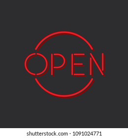 Open icon, vector illustration design. Neon logo collection.