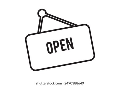 open icon. Vector sign hanging in front of the store opening. Isolated on white background.