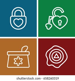 Open icons set. set of 4 open outline icons such as make up bag, arrow up