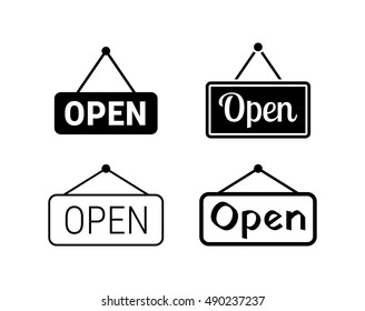 Open icons set/ Black, isolated icons on a white background