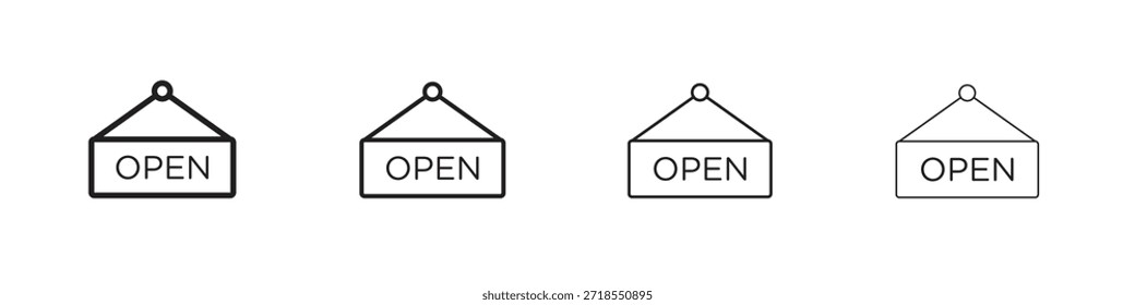 Iconos abiertos, conjunto de iconos lineales. Iconos lineales negros de la palma