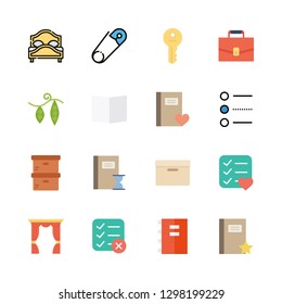 open icons set with notebook, list and boxes vector set