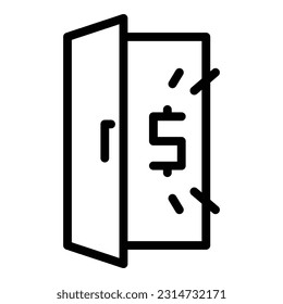 Open income door icon outline vector. Freedom money. Work free