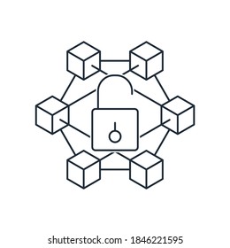 Open information database system. Vector linear icon isolated on white background.
