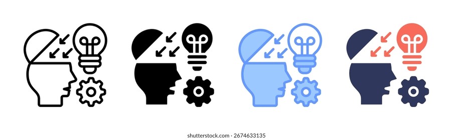 Conjunto de iconos de innovación abierta Colección de estilos múltiples