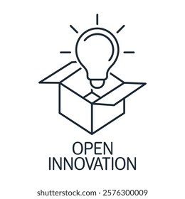 Open innovation. Vector linear icon isolated on white background.