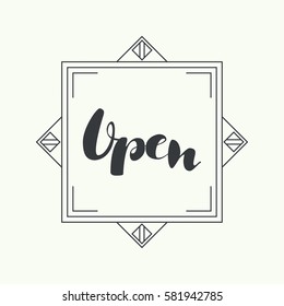 Open inscription in the frame. Vector calligraphy isolated.