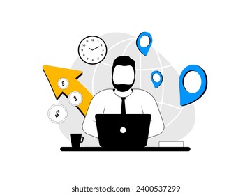 Open International Branch Of Small Business. Successful Overseas Branch Office or Subsidiary. Global Business Expansion and International Cooperation. Vector illustration isolated on white background