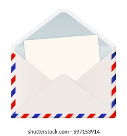 手紙と国際郵便封筒を開きます 白い背景にベクター画像3dイラスト のベクター画像素材 ロイヤリティフリー Shutterstock