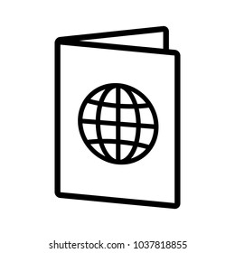 Open international travel passport booklet line art vector icon for apps and websites