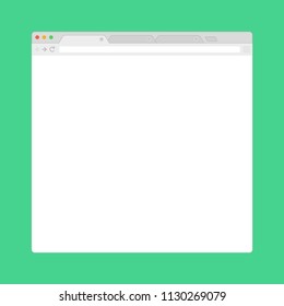 Open Internet browser window in a flat style. Design a simple blank web page. 