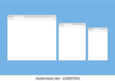 Open Internet browser window in a flat style. Design a simple blank web page. 